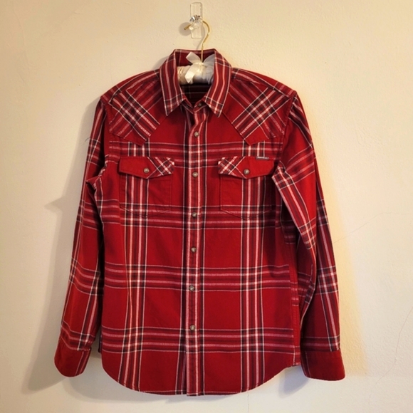 Eddie Bauer tailored 100% cotton cloth plaid fancy snap shirt size small - Picture 1 of 10